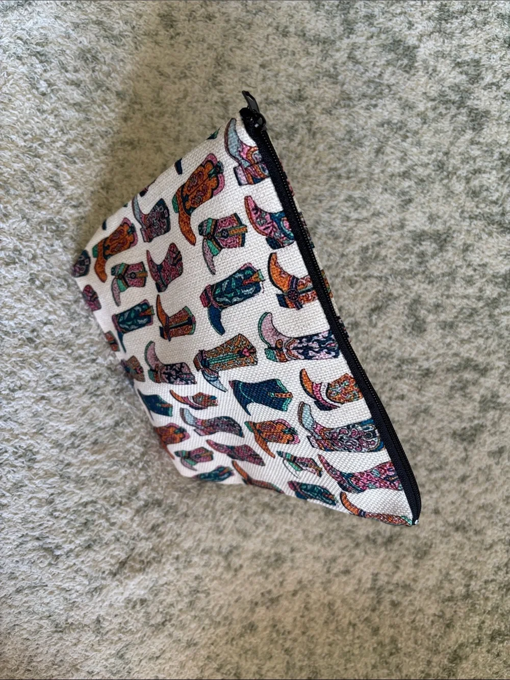 Colorful Western Cowboy Boot Cosmetic Travel Zipper Bag NWT 8.5x7.5x2”